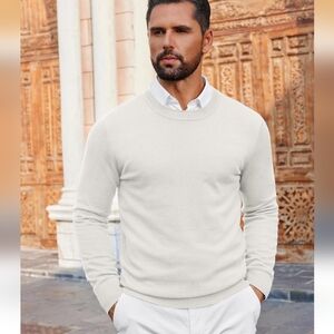 Coofandy Men's Classic White Sweater
